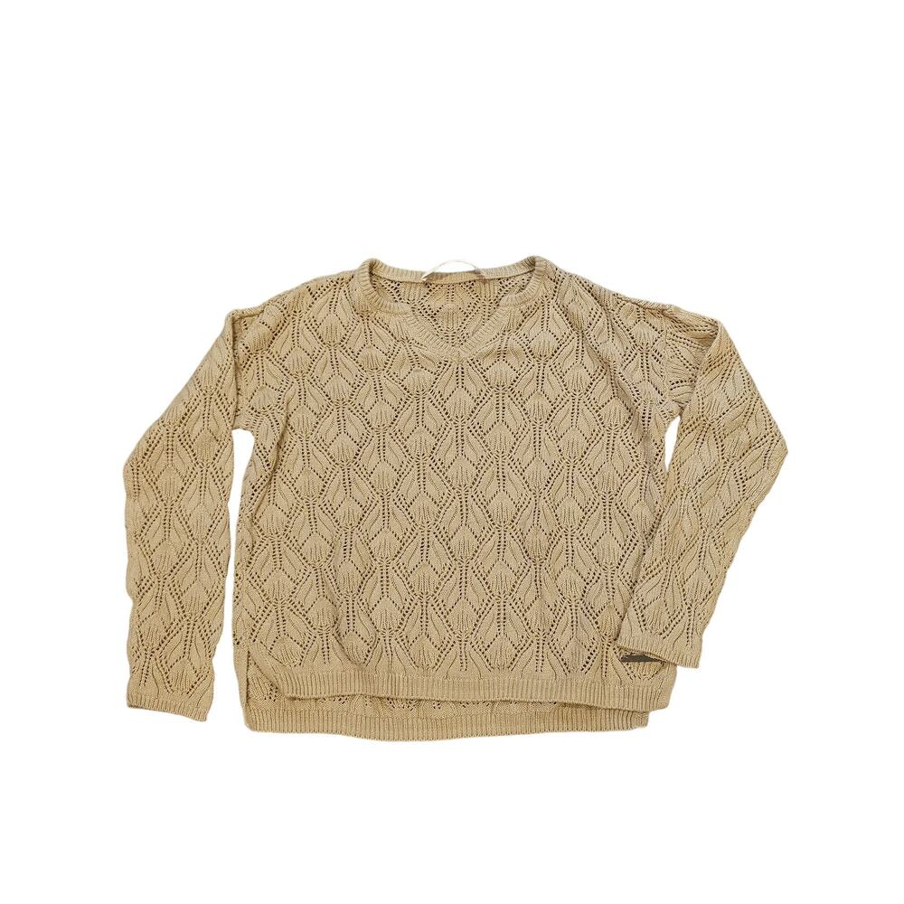 Peace Love World open knit crochet sweater womens small boho festival cowgirl